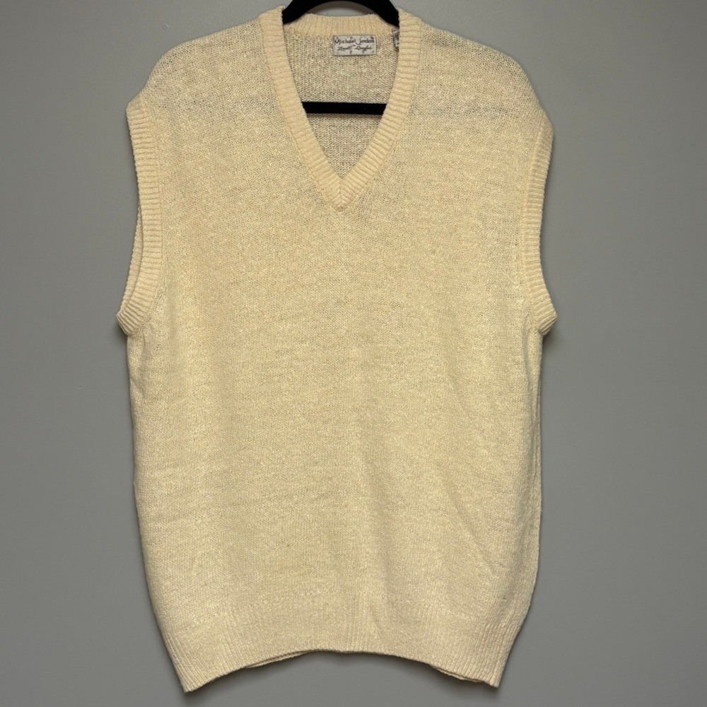 VTG Michael Jordan Brand Minimalist Preppy Silk Wool Mens Sweater Vest Sz‎ L